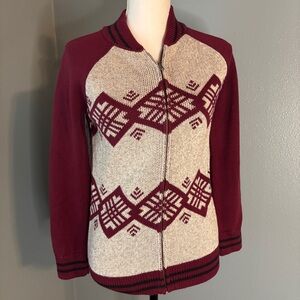 Tea Red and Gray Geometric Zip-Up Cardigan Sweater youth XL (12-14)